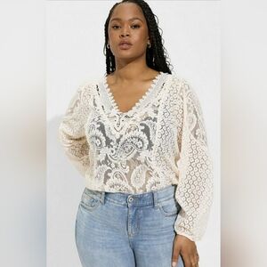 Torrid Lace Mix Long Sleeve Blouse